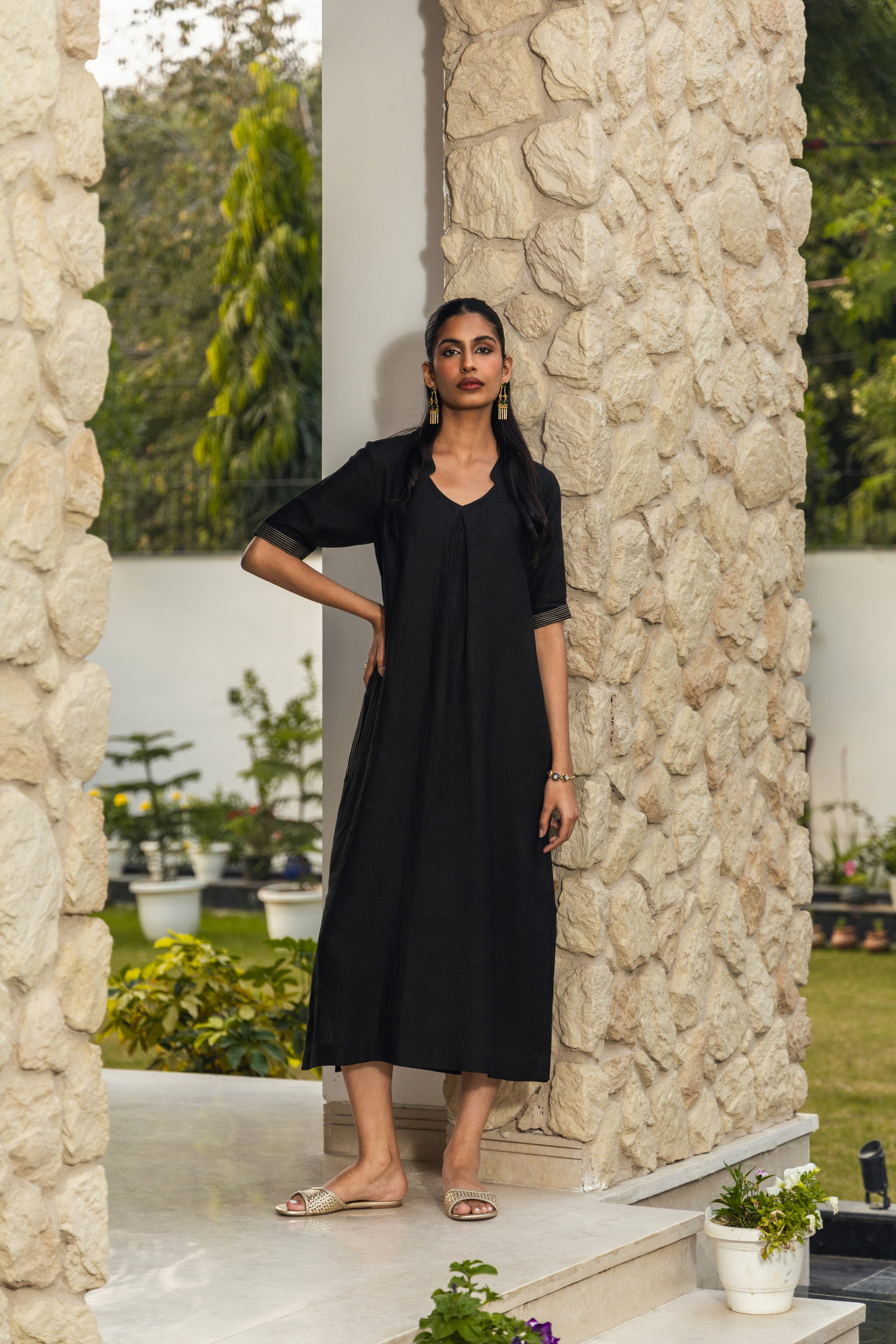 Midnight Linen Dress