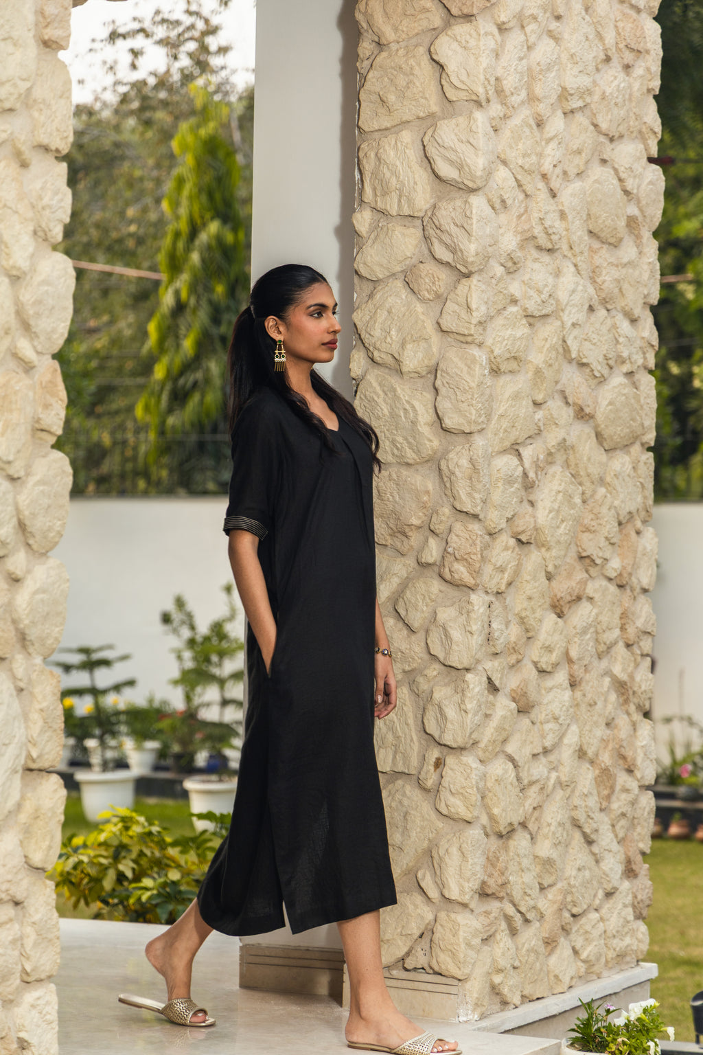 Midnight Linen Dress