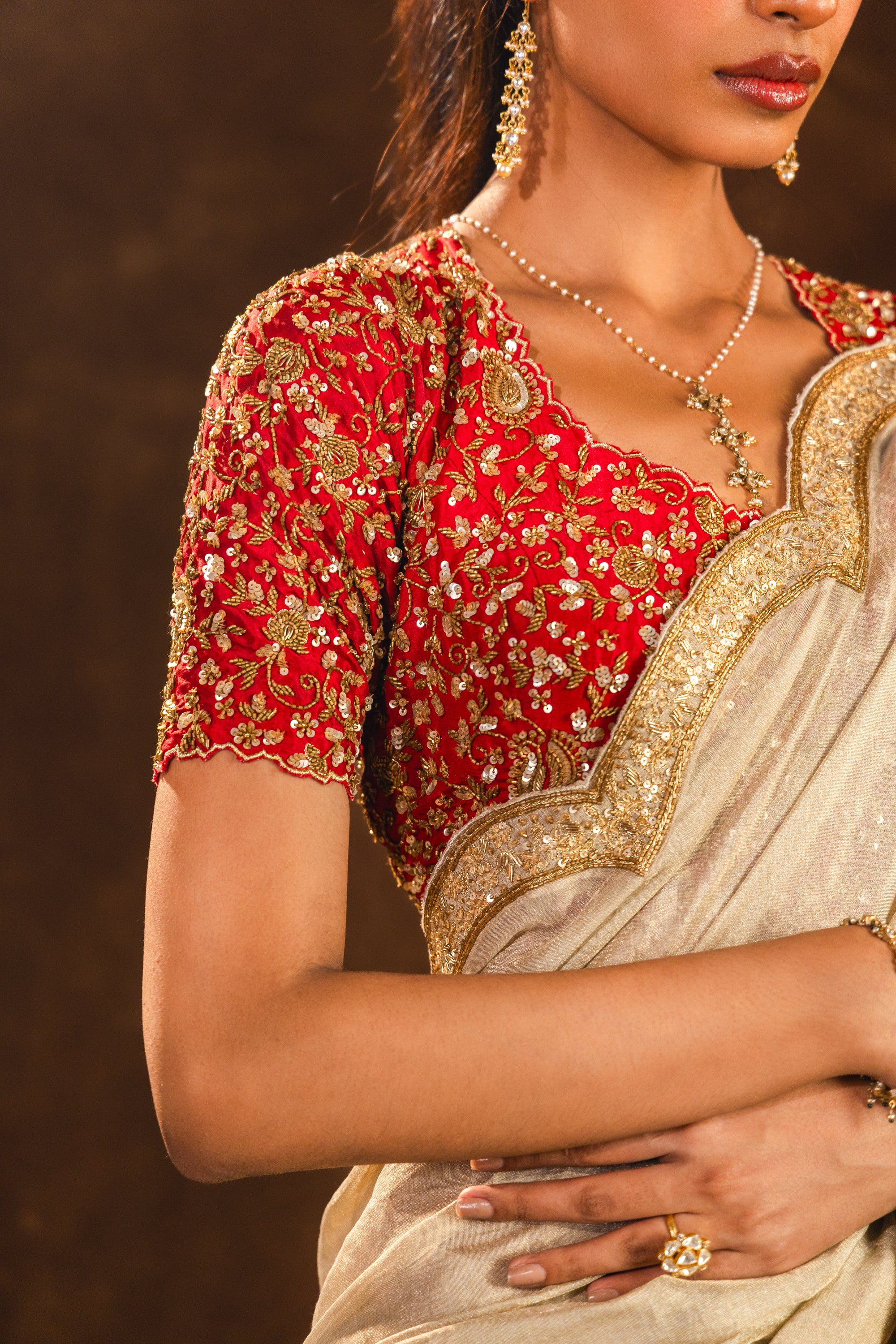 Regal Beige Stitched Saree