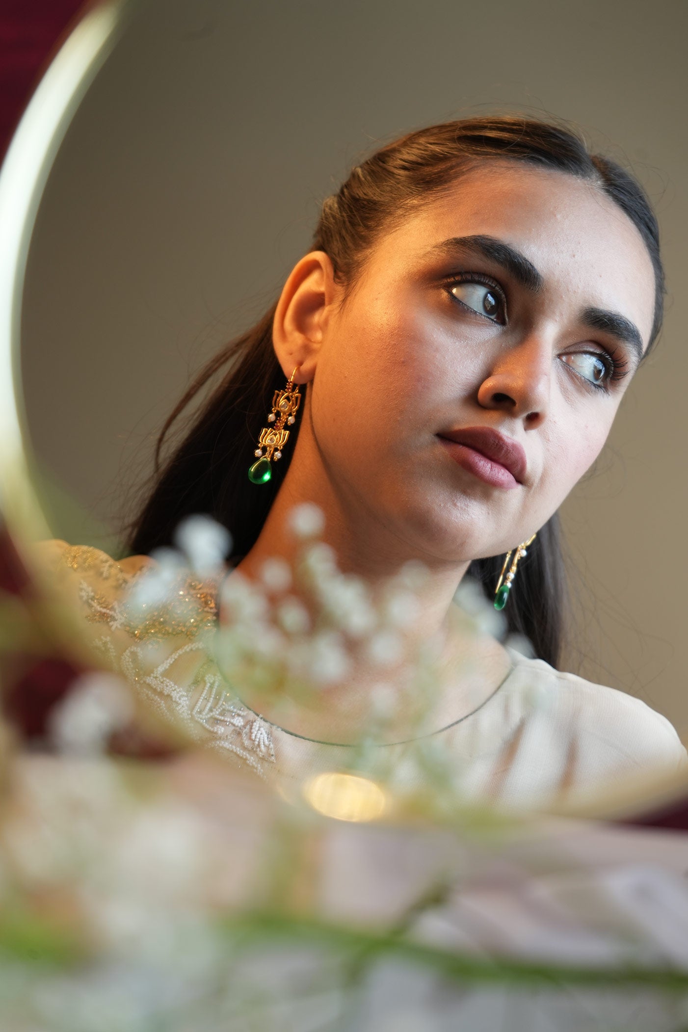 Niloufer Kundan chandeliers (lotus)