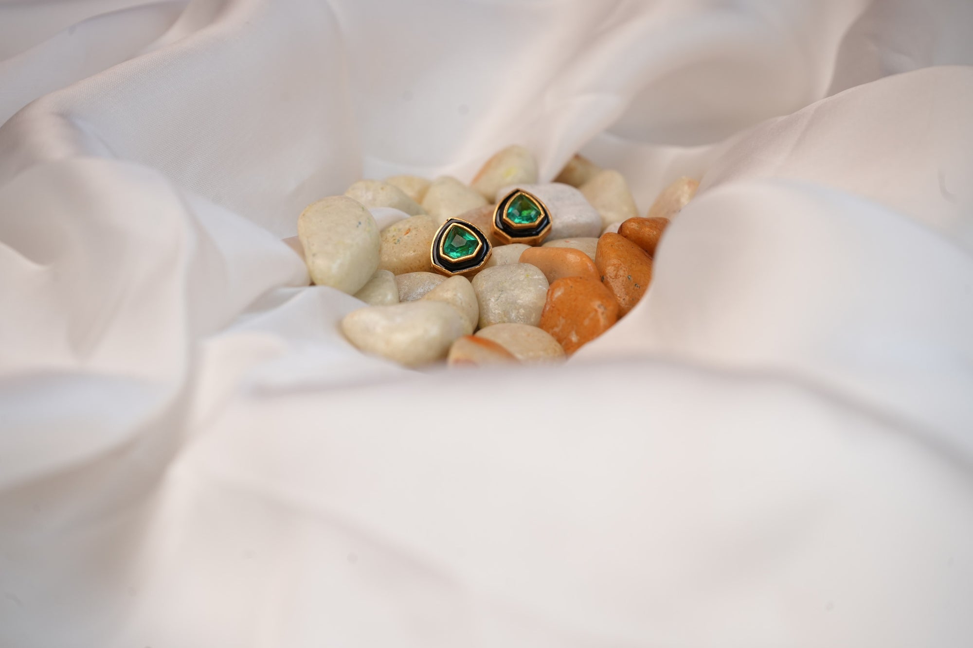 Abstract Emerald Studs